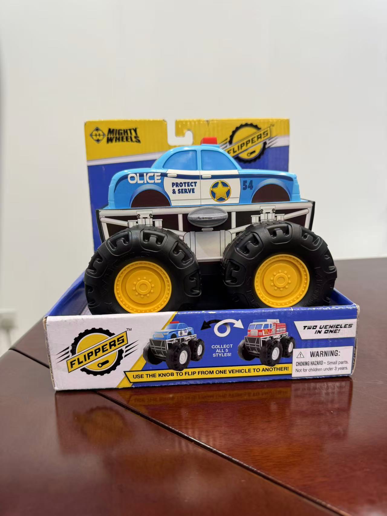 7 inch. Flipper (Police Car and Fire Truck)