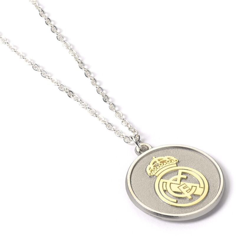 Real Madrid Silver Tone Pendant with Gold Crest Necklace